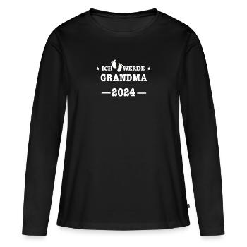 Ich werde Oma 2024 Babyfüße - Enkel Enkelkind - Frauen Premium Bio Langarmshirt - Schwarz - Vorne - Julia (174cm)