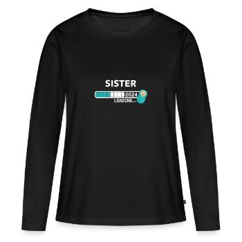 Ich werde Schwester 2024 - Frauen Premium Bio Langarmshirt - Schwarz - Vorne - Julia (174cm)