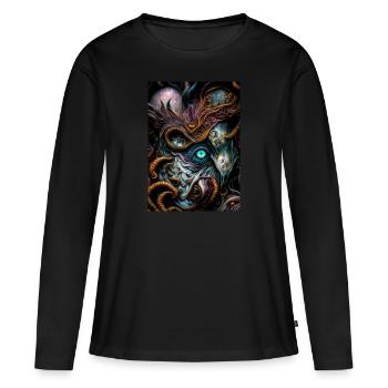 Moment III - T-shirt manches longues Premium bio Femme - noir - Devant - Julia (174cm)