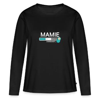 Mamie 2024 Chargement... - T-shirt manches longues Premium bio Femme - noir - Devant - Julia (174cm)