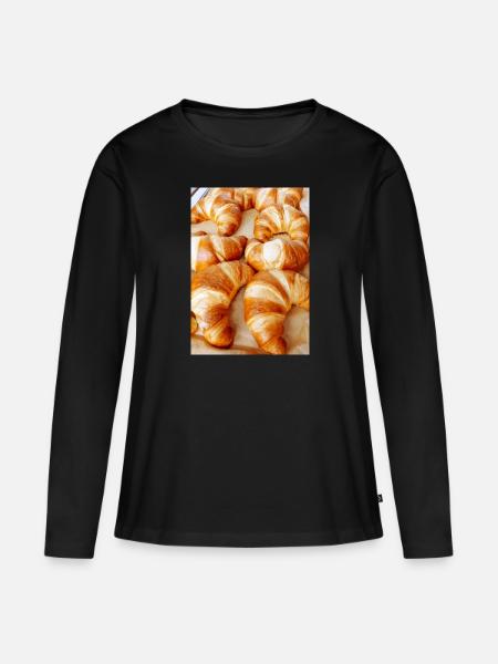 Croissants - Frauen Premium Bio Langarmshirt - Schwarz