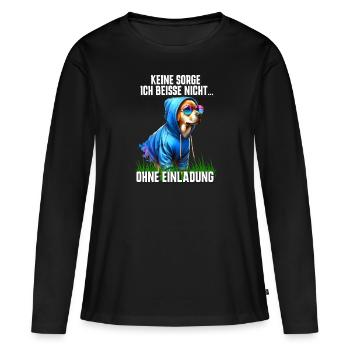 Cool dog I don't bite without an invitation - Women's Premium Organic Long Sleeve Shirt - black - Front - Julia (174cm)