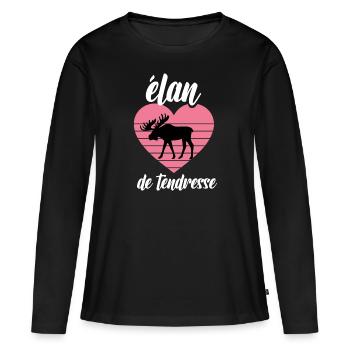 élan de tendresse - T-shirt manches longues Premium bio Femme - noir - Devant - Julia (174cm)