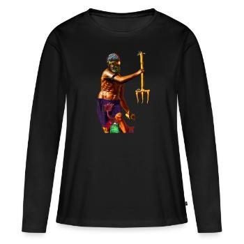 Neptun von Danzig - Frauen Premium Bio Langarmshirt - Schwarz - Vorne - Julia (174cm)