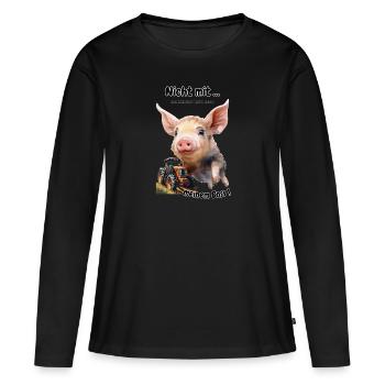 Chemises et accessoires de protestation paysanne - T-shirt manches longues Premium bio Femme - noir - Devant - Julia (174cm)