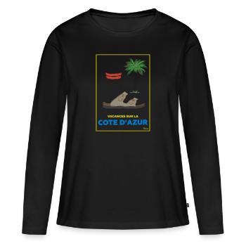 Vacances sur la côte d'azur - T-shirt manches longues Premium bio Femme - noir - Devant - Julia (174cm)