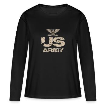 us army design - T-shirt manches longues Premium bio Femme - noir - Devant - Julia (174cm)