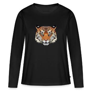 Geo Tiger - T-shirt manches longues Premium bio Femme - noir - Devant - Julia (174cm)