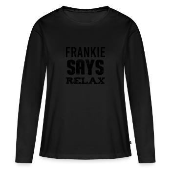 FRANKIE DIT SE DÉTENDRE - T-shirt manches longues Premium bio Femme - noir - Devant - Julia (174cm)