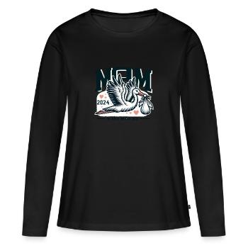 Mom 2024 - Schwangerschaftsankündigung T-Shirt - Frauen Premium Bio Langarmshirt - Schwarz - Vorne - Julia (174cm)