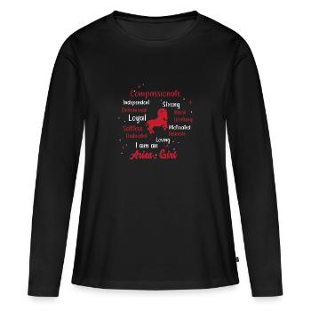 Sternzeichen Widder - Frauen Premium Bio Langarmshirt - Schwarz - Vorne - Julia (174cm)