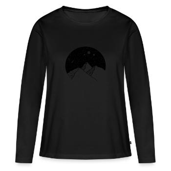 Montagnes dans le ciel étoilé - T-shirt manches longues Premium bio Femme - noir - Devant - Julia (174cm)