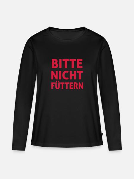 Bitte Nicht Füttern - Frauen Premium Bio Langarmshirt - Schwarz