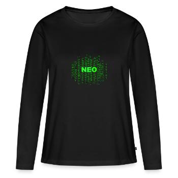 Neo code - Women's Premium Organic Long Sleeve Shirt - black - Front - Julia (174cm)
