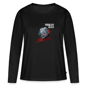 D20 Cube - Problème résolu - T-shirt manches longues Premium bio Femme - noir - Devant - Julia (174cm)