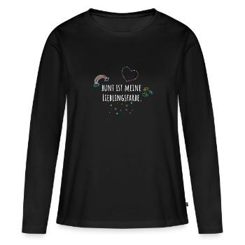 Bunt ist meine Lieblingsfarbe, bunt, Regenbogen - Frauen Premium Bio Langarmshirt - Schwarz - Vorne - Julia (174cm)