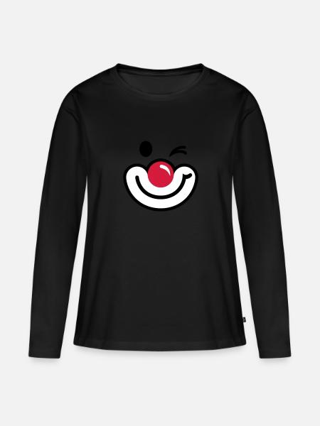 Clownsgesicht 2 - Frauen Premium Bio Langarmshirt - Schwarz