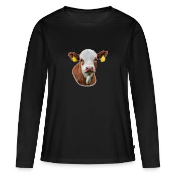 Veau. veau - T-shirt manches longues Premium bio Femme - noir - Devant - Julia (174cm)