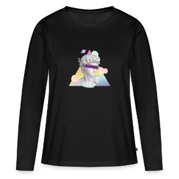 Esthétique Vaporwave - T-shirt manches longues Premium bio Femme - noir - Devant - Julia (174cm)