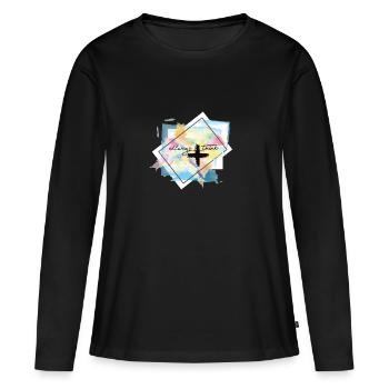 pense positif - T-shirt manches longues Premium bio Femme - noir - Devant - Julia (174cm)