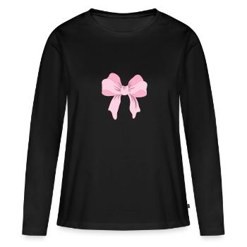 ruban rose idée cadeau de Noël - T-shirt manches longues Premium bio Femme - noir - Devant - Julia (174cm)