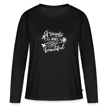 Amitié entre amis - T-shirt manches longues Premium bio Femme - noir - Devant - Julia (174cm)