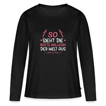 Arbeitskollegin Beste Kollegin Geschenk - Frauen Premium Bio Langarmshirt - Schwarz - Vorne - Julia (174cm)