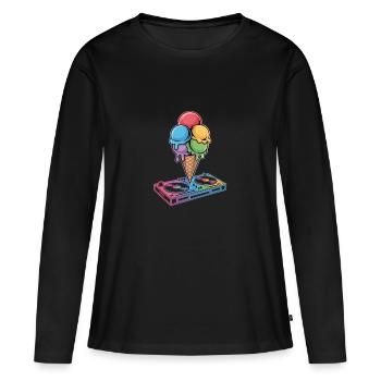 Dj Cream Turntable Artwork - T-shirt manches longues Premium bio Femme - noir - Devant - Julia (174cm)