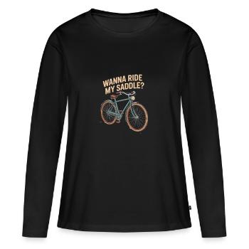 Voulez-vous monter sur ma selle ? - T-shirt manches longues Premium bio Femme - noir - Devant - Julia (174cm)