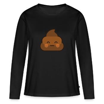 Merde Emoji merde merde tas de saucisse satisfait - T-shirt manches longues Premium bio Femme - noir - Devant - Julia (174cm)