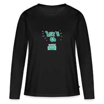 Allons-y ! Valise de voyage personnalisable - T-shirt manches longues Premium bio Femme - noir - Devant - Julia (174cm)