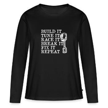 Build Tune Race Brake Fix Repeat - Women's Premium Organic Long Sleeve Shirt - black - Front - Julia (174cm)