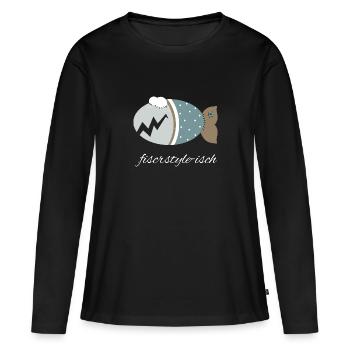 Kuschelfisch Zombiefisch fischstyle-isch - Frauen Premium Bio Langarmshirt - Schwarz - Vorne - Julia (174cm)