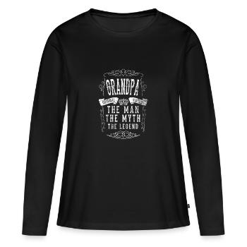 opa - Frauen Premium Bio Langarmshirt - Schwarz - Vorne - Julia (174cm)