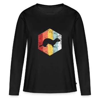 Frettchen - Frauen Premium Bio Langarmshirt - Schwarz - Vorne - Julia (174cm)