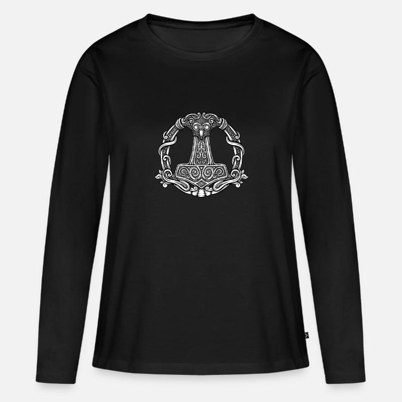 Mjolnir - Frauen Premium Bio Langarmshirt - Schwarz