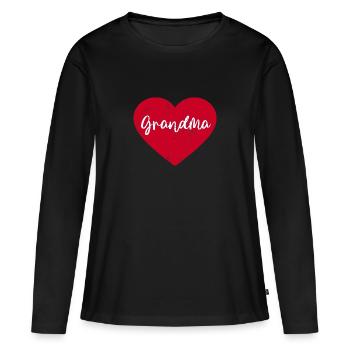 Oma Herz Rotes Herz Arrown Süße Mütter Tag - Frauen Premium Bio Langarmshirt - Schwarz - Vorne - Julia (174cm)