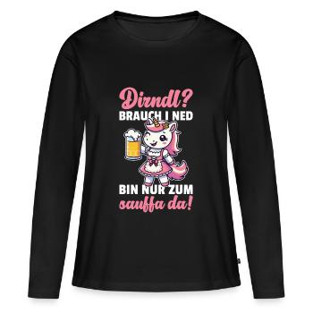 Licorne Dirndl Chemise Traditionnelle Costumes Traditionnels - T-shirt manches longues Premium bio Femme - noir - Devant - Julia (174cm)