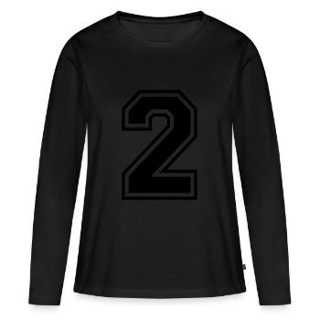 Nummer 2 - Frauen Premium Bio Langarmshirt - Schwarz - Vorne - Julia (174cm)