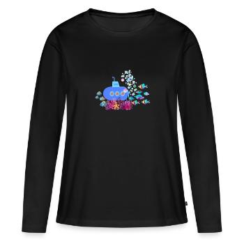 sous-marin,bateau,sous-marin,mer,poisson,crabe,étoile de mer - T-shirt manches longues Premium bio Femme - noir - Devant - Julia (174cm)