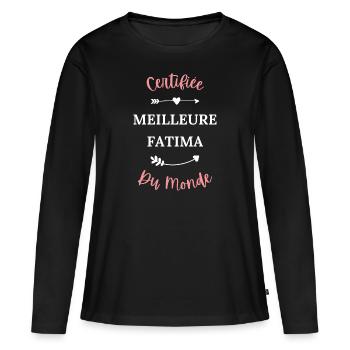 Certifiée meilleure fatima du monde - T-shirt manches longues Premium bio Femme - noir - Devant - Julia (174cm)