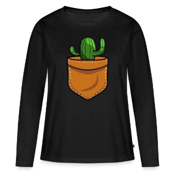 Cactus arbuste Cactus piquant jardinier de jardin - T-shirt manches longues Premium bio Femme - noir - Devant - Julia (174cm)