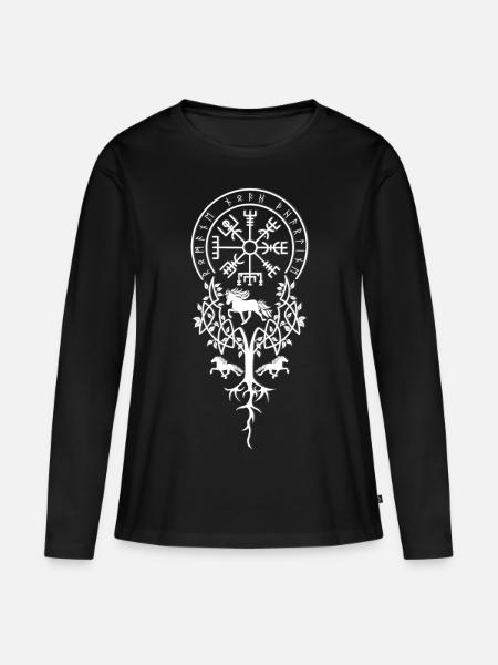 Vikings mit Tölt - Frauen Premium Bio Langarmshirt - Schwarz