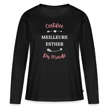 Certifiée meilleur esther du monde - T-shirt manches longues Premium bio Femme - noir - Devant - Julia (174cm)