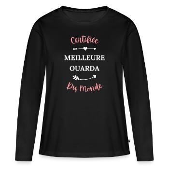 Certifiée meilleure ouarda du monde - T-shirt manches longues Premium bio Femme - noir - Devant - Julia (174cm)