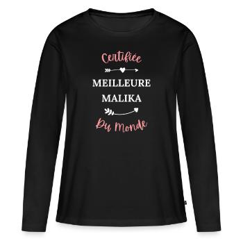 Certifiée meilleure malika du monde - T-shirt manches longues Premium bio Femme - noir - Devant - Julia (174cm)