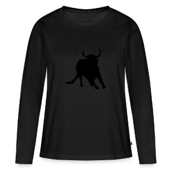 Torro - Taureau - Buffalo - Bull - Bulle - Boeuf - T-shirt manches longues Premium bio Femme - noir - Devant - Julia (174cm)