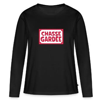 panneau chasse gardee rue humour 2002 - T-shirt manches longues Premium bio Femme - noir - Devant - Julia (174cm)