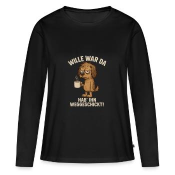 La volonté était là café lundi - T-shirt manches longues Premium bio Femme - noir - Devant - Julia (174cm)