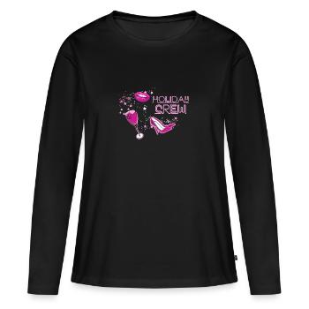 Equipe de vacances,Police, Néon, Fête,Étoiles,Fête - T-shirt manches longues Premium bio Femme - noir - Devant - Julia (174cm)